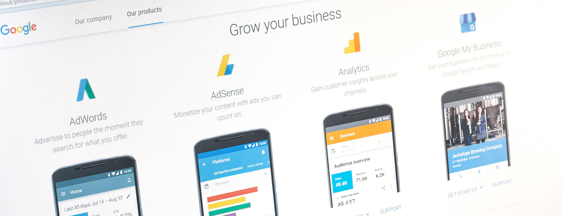 Different small business tools created by Google