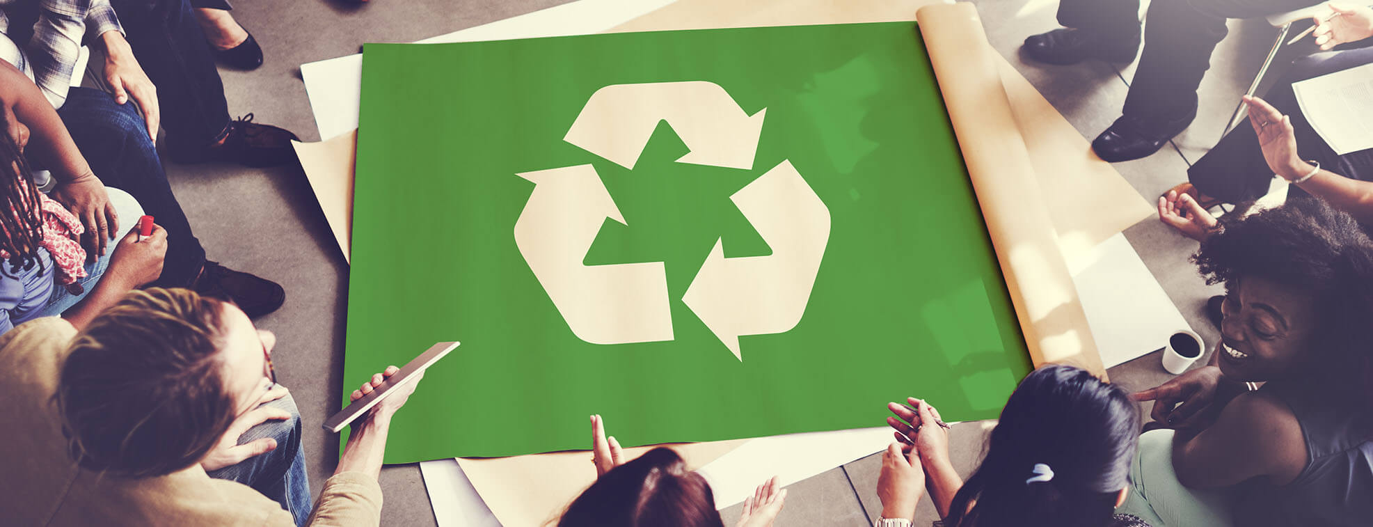 People working on a green marketing campaign