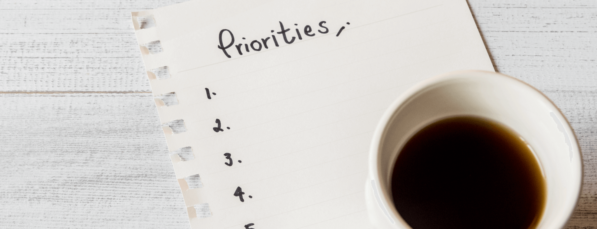 Paper with a list of priorities for the new year