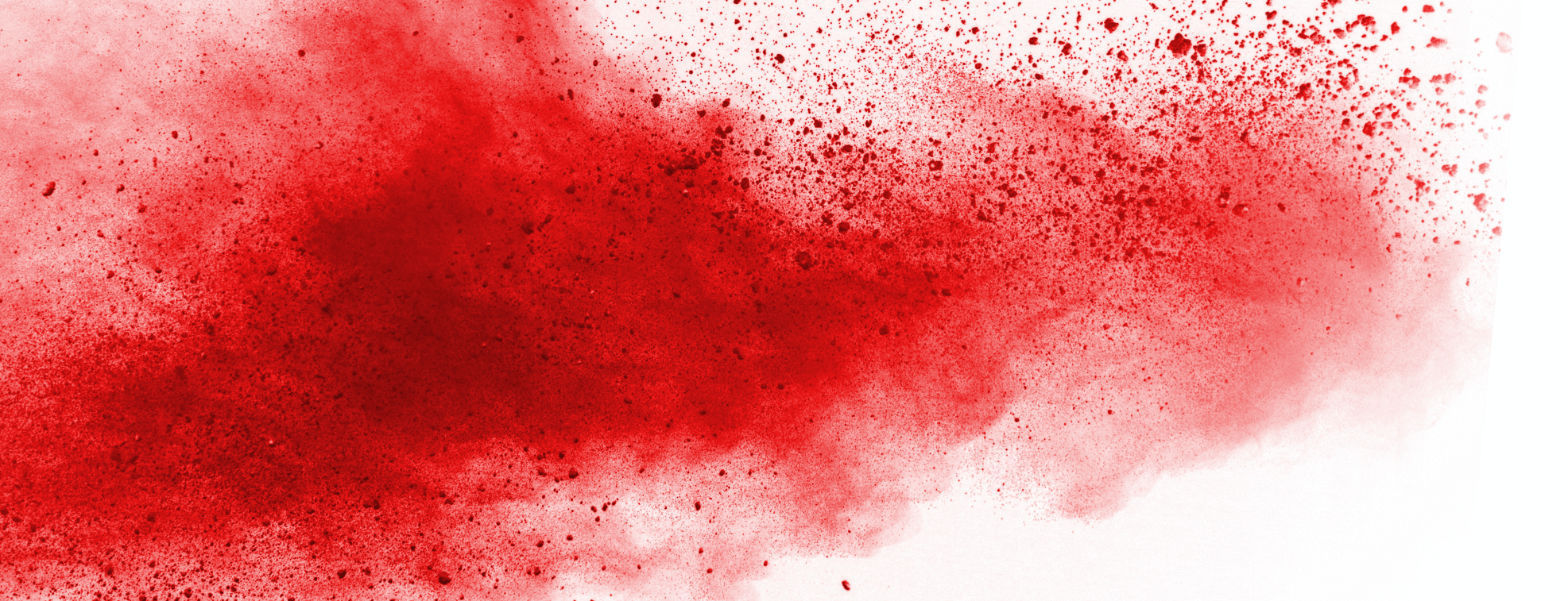 Bright red color paint spread over white background